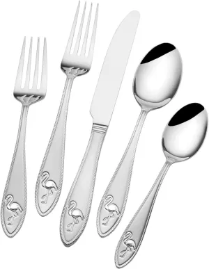 Towle Everyday Flamingo Flatware Service for 4, 20 Piece Set, 18/0 Stainless Steel, Silverware Set