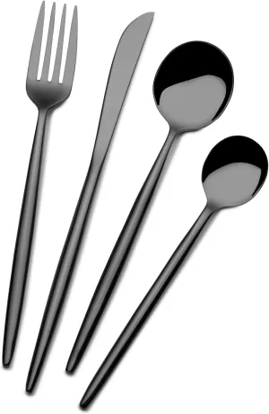 Towle Living Shea 16 Piece Flatware Set, Service For 4, Black