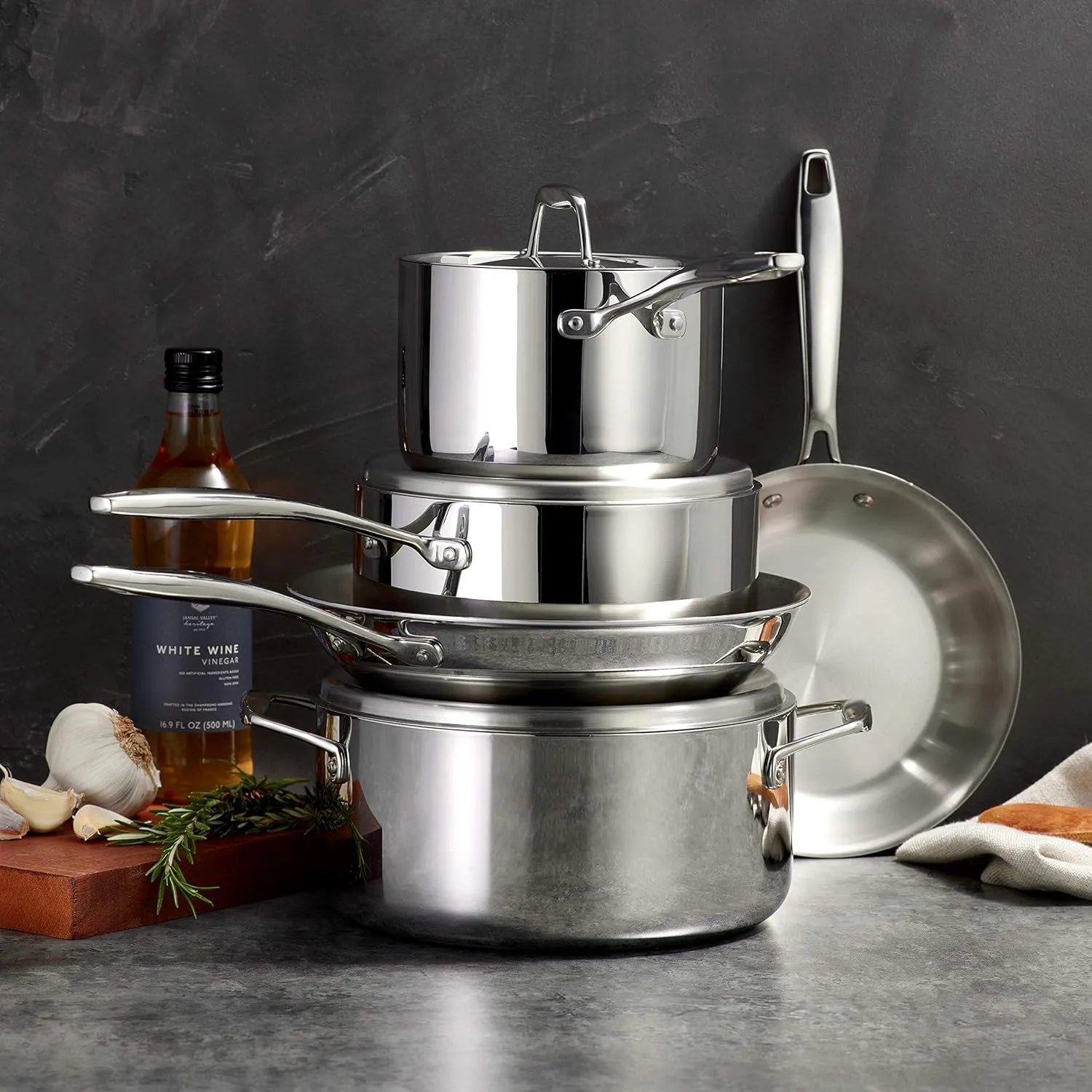 Tramontina Tri-Ply Clad Stainless Steel 8-Piece Cookware Set with Lids, Pots and Pans Kitchen Set, Induction-Ready, Dishwasher-Safe, NSF-Certified, Made in Brazil