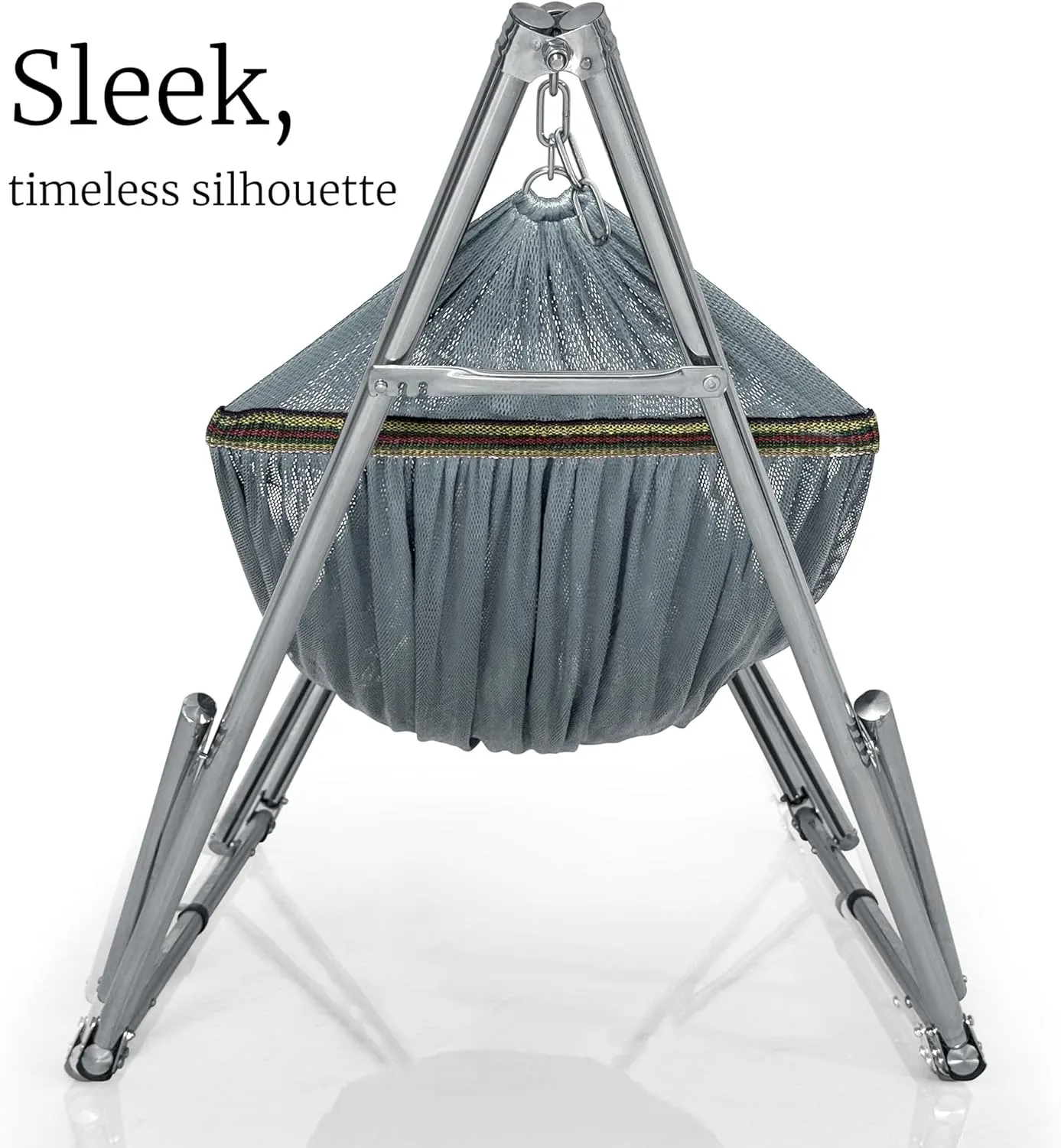 Tranquillo Adjustable Hammock Stand, Collapsible Camping Hammock with Stand, 650 lbs Capacity Double Hammock Stand, Foldable Stainless Steel Breathable Polyester Hammock Net, Carry Bag Included, Grey