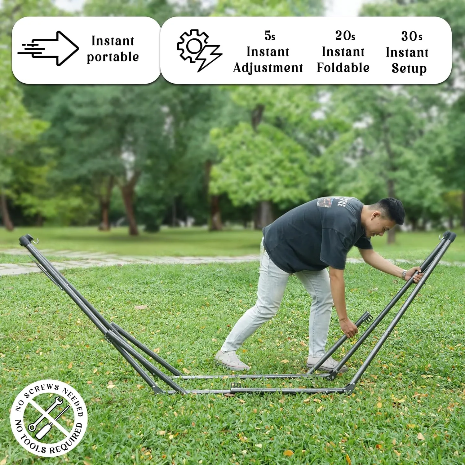 Tranquillo Uniki Collapsible Hammock Stand, Folding Camping Hammock and Stand, 550 lbs Capacity, Heavy Duty Folding Hammock for Indoor Outdoor, Quickly Assembly, Sage