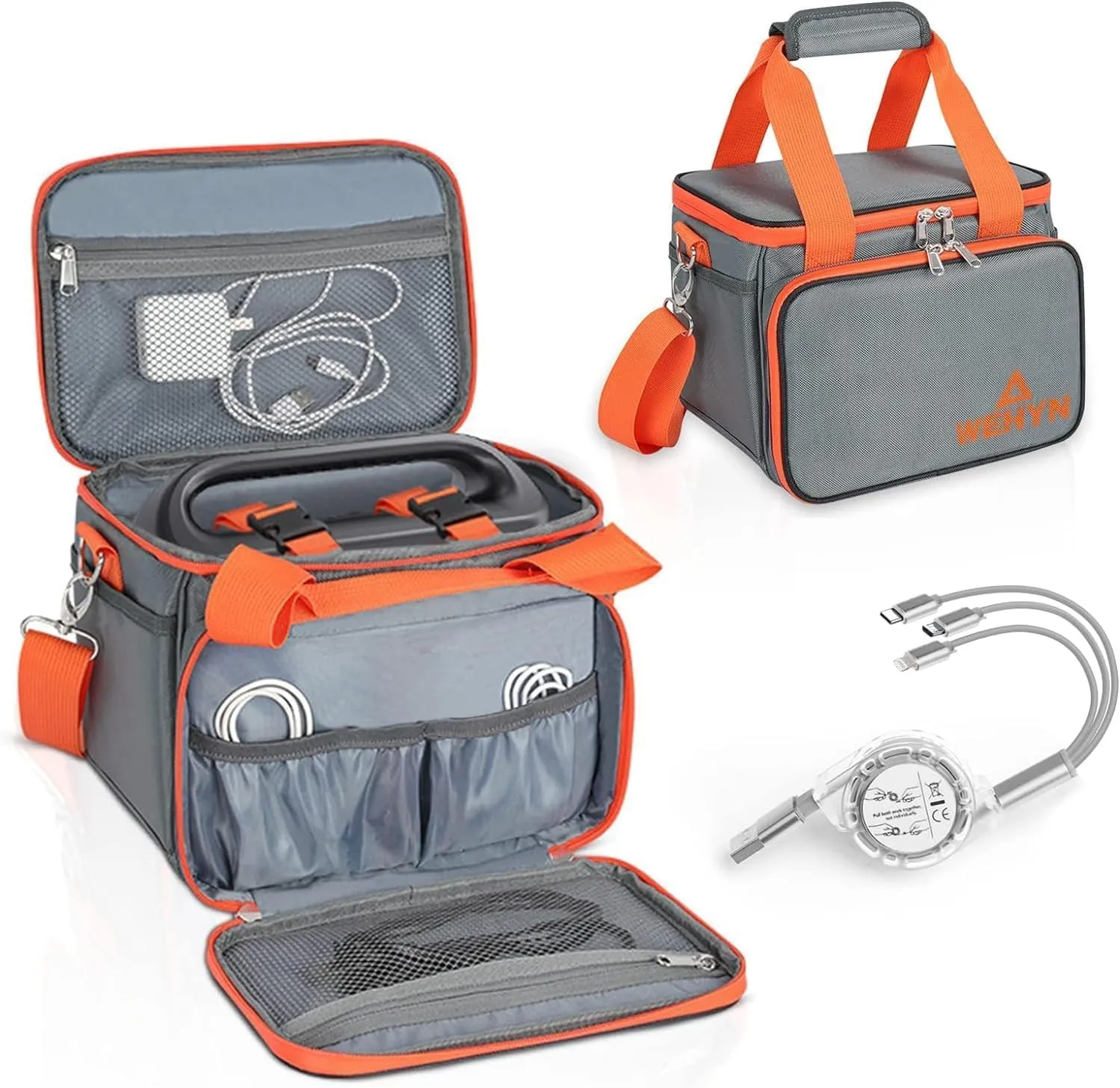 Travel & Business Carrying Case Bag Compatible with Explorer 160/240/300 Portable Power Station, with Waterproof Bottom and Multi-pocket Storage,Equipped with 3 in 1 Retractable USB