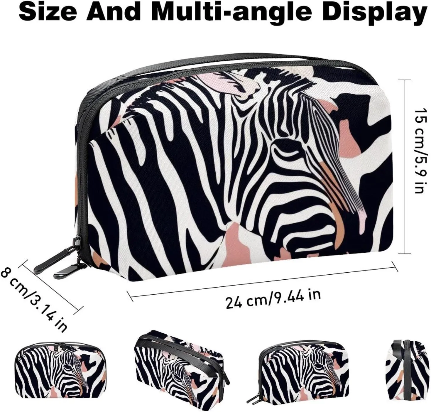 Travel Electronic Organizer, Seamless Zebra Skin Pattern Portable Tech Bag, Electronic Accessories Pouch, Waterproof Cable Case for Charger Power Bank USB SD Card Earphone