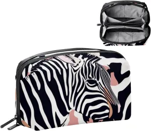 Travel Electronic Organizer, Seamless Zebra Skin Pattern Portable Tech Bag, Electronic Accessories Pouch, Waterproof Cable Case for Charger Power Bank USB SD Card Earphone