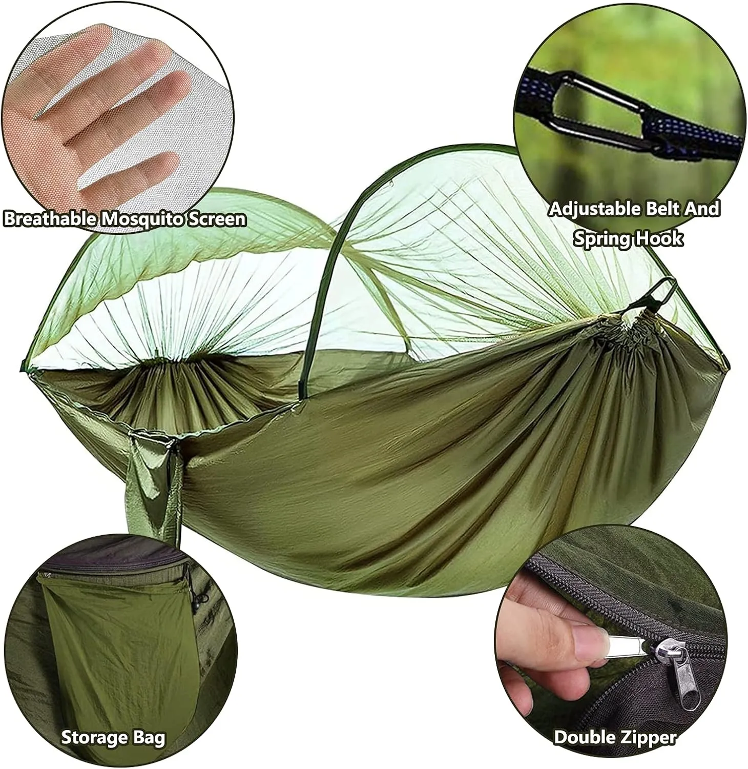 Travel Hammock with Mosquito Net, Lightweight Camping Hammock Hold Up to 200kg, Portable Outdoor Hammock for Camping Hiking Backpacking,Blue,290x140cm
