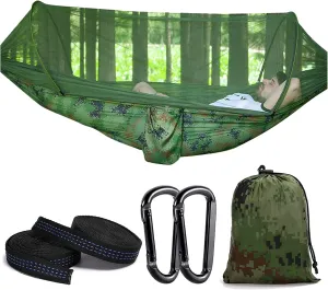 Travel Hammock with Mosquito Net, Lightweight Camping Hammock Hold Up to 200kg, Portable Outdoor Hammock for Camping Hiking Backpacking,Comouflage,290x140cm
