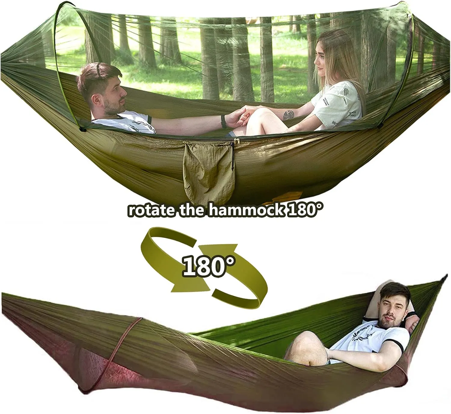 Travel Hammock with Mosquito Net, Lightweight Camping Hammock Hold Up to 200kg, Portable Outdoor Hammock for Camping Hiking Backpacking,Comouflage,290x140cm