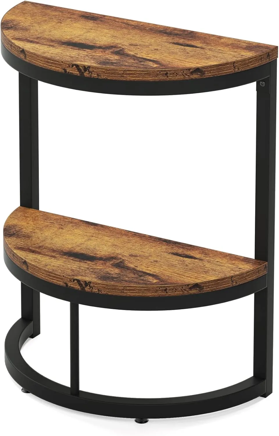 Tribesigns 2-Tier End Table Half Round, Narrow Semi Circle Side Tables with Storage Shelf, Industrial Demi-Lune Accent Table Curved Nightstand Slim C Table for Sofa Couch, Living Room Small Space