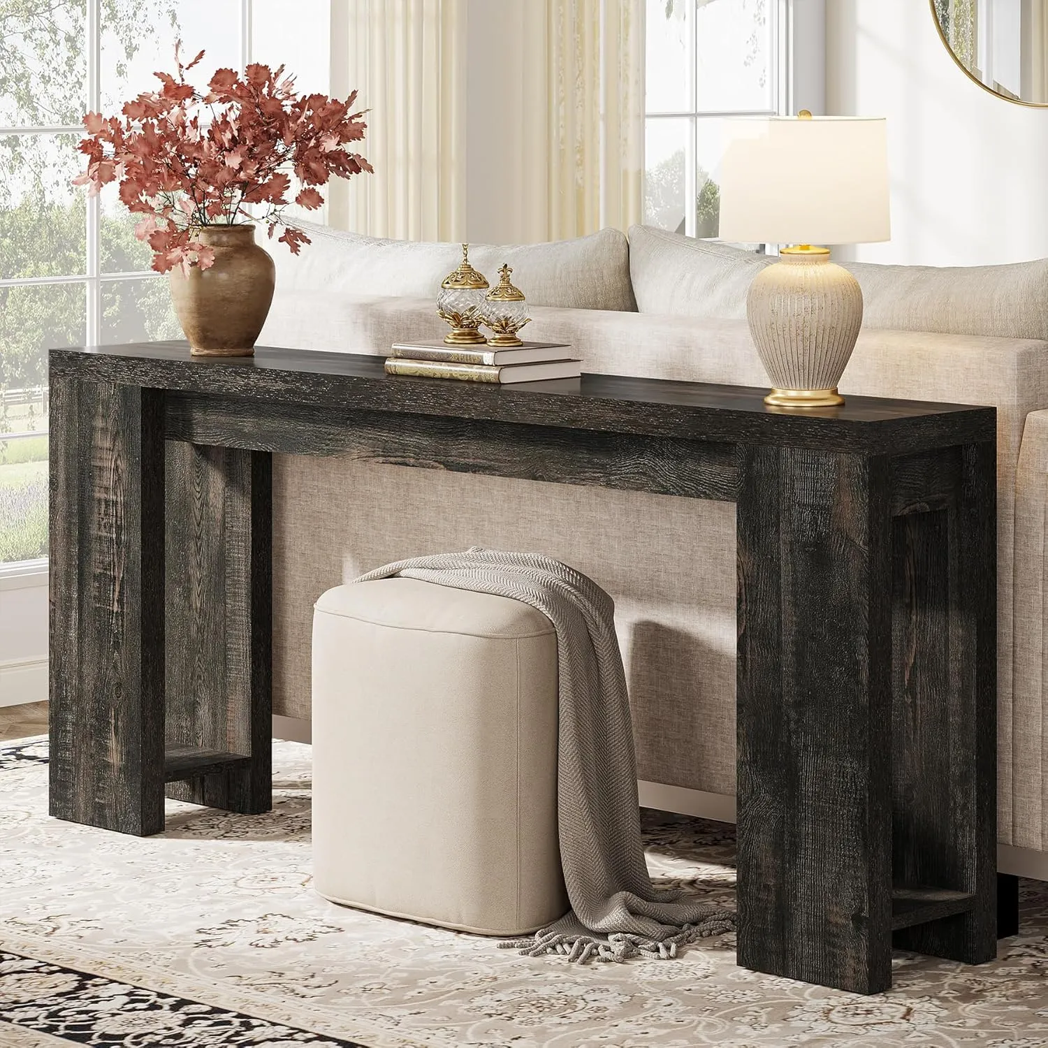 Tribesigns 70.9-Inch Extra Long Console Table, Farmhouse Wood Sofa Table Behind Couch, Narrow Entryway Accent Table for Living Room, Hallway, Entrance, Foyer, Black