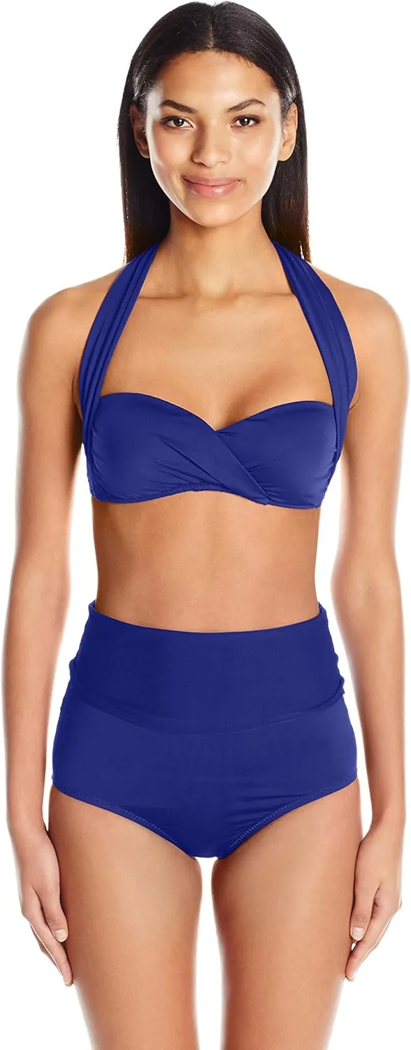 Trina Turk Women's High Waist Roll Up Hipster Bikini Swimsuit Bottom