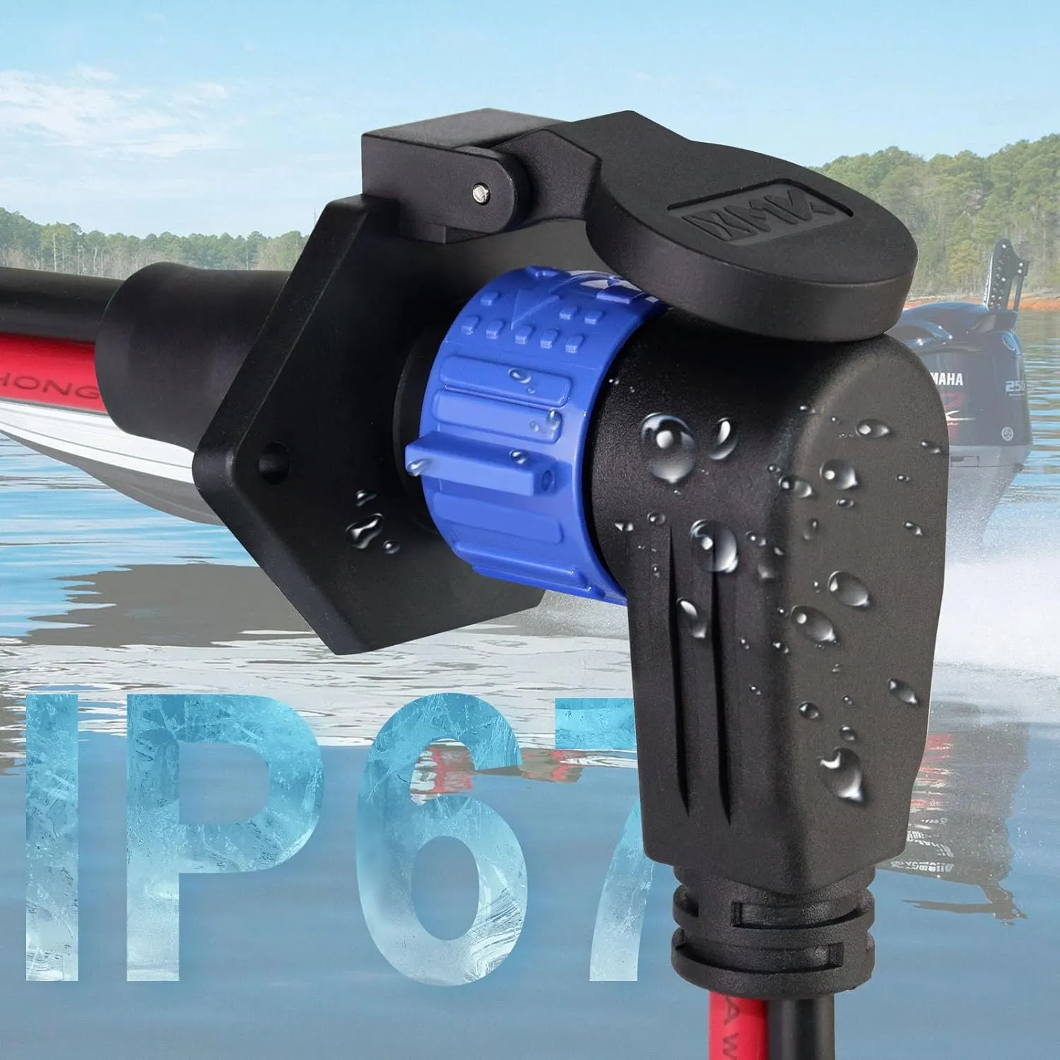 Trolling Motor Plug and Receptacle,12V/24V/26V/48V 8 Gauge 2-Wire Trolling Motor Plug for Minn Kota Marine Boat,Male&Female Quick Connector and Receptacle,Waterproof