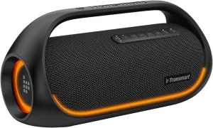 Tronsmart Upgraded Bang 60W Bluetooth Speakers with Subwoofer, IPX6 Waterproof Loud Bluetooth Speaker with 7 Color Light, 15H Playtime, Custom EQ, Portable Speaker with Handle for Outdoor, Party