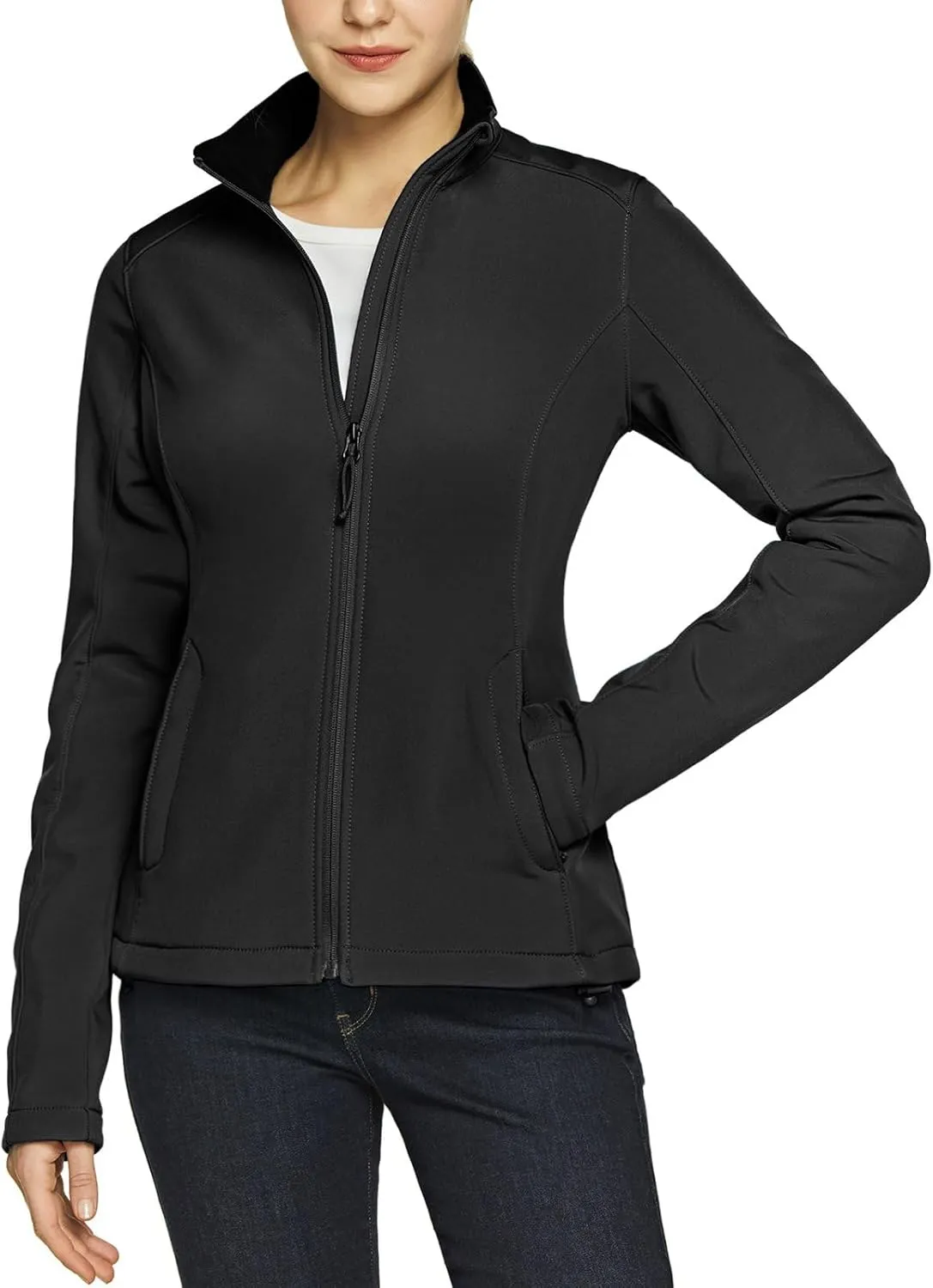 TSLA Women's Full-Zip Waterproof Softshell Jacket, Micro Fleece Jacket, Wind Proof Lightweight Jackets