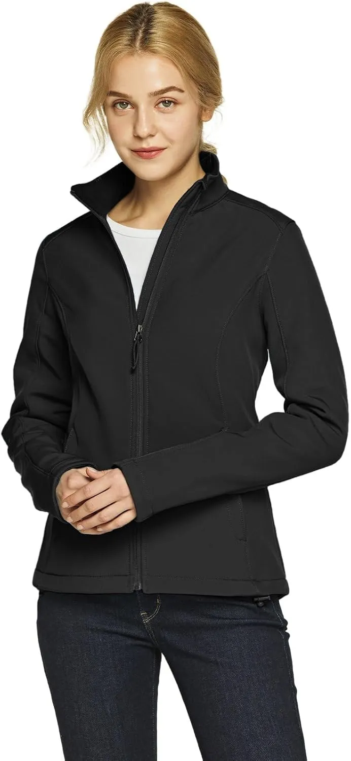 TSLA Women's Full-Zip Waterproof Softshell Jacket, Micro Fleece Jacket, Wind Proof Lightweight Jackets