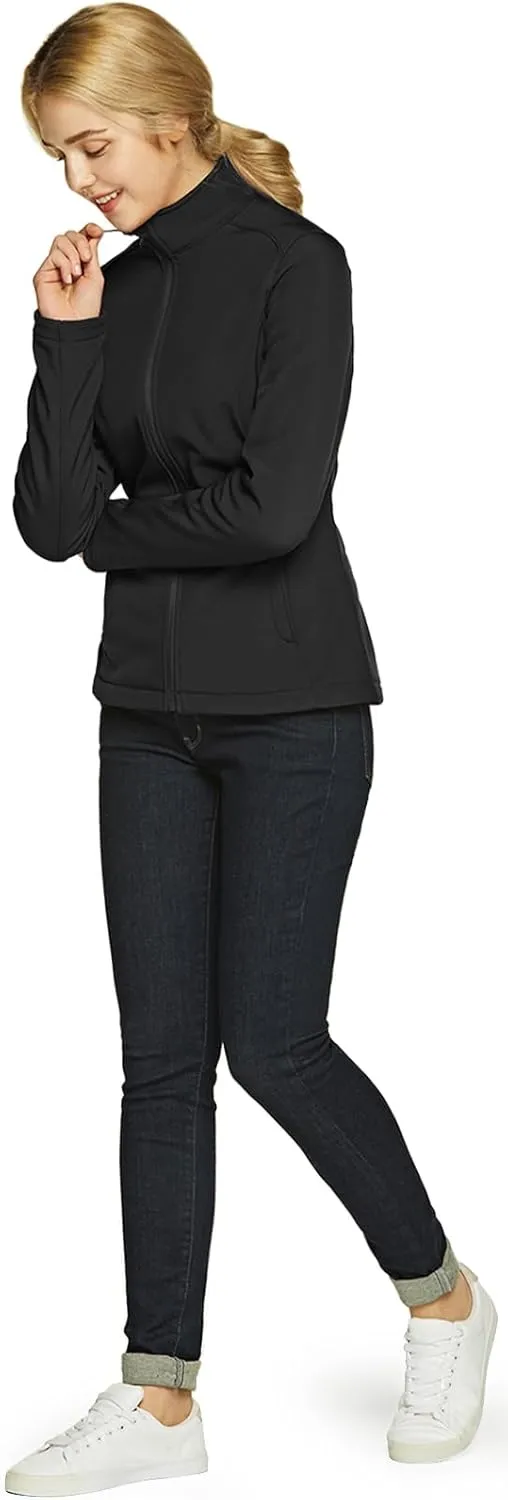 TSLA Women's Full-Zip Waterproof Softshell Jacket, Micro Fleece Jacket, Wind Proof Lightweight Jackets