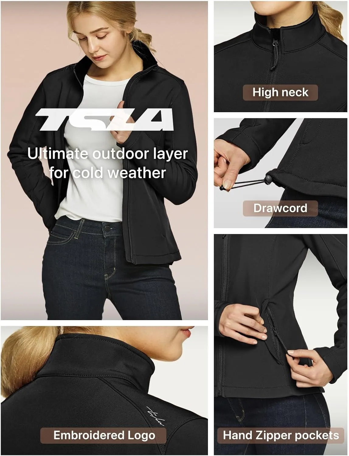 TSLA Women's Full-Zip Waterproof Softshell Jacket, Micro Fleece Jacket, Wind Proof Lightweight Jackets