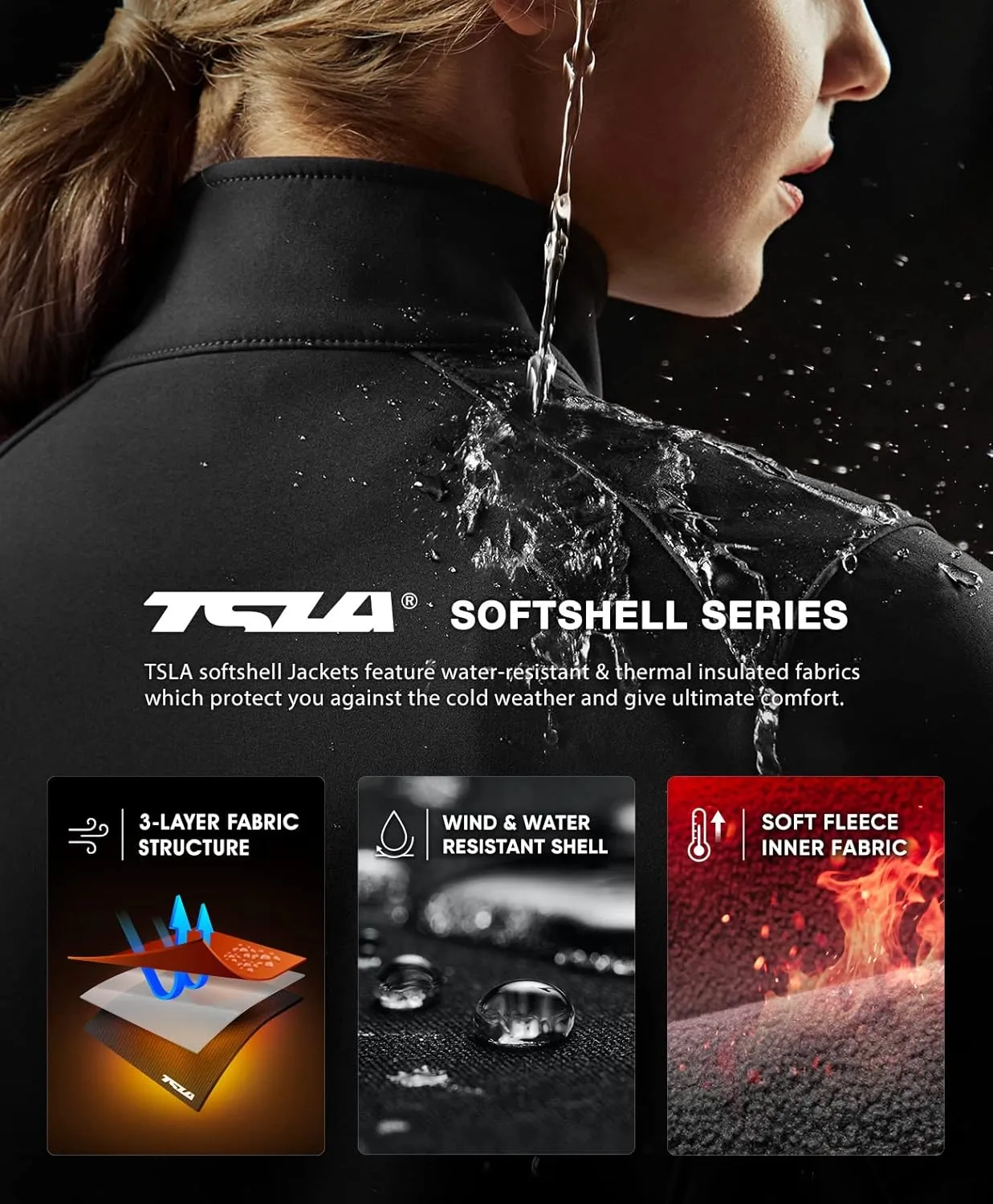 TSLA Women's Full-Zip Waterproof Softshell Jacket, Micro Fleece Jacket, Wind Proof Lightweight Jackets