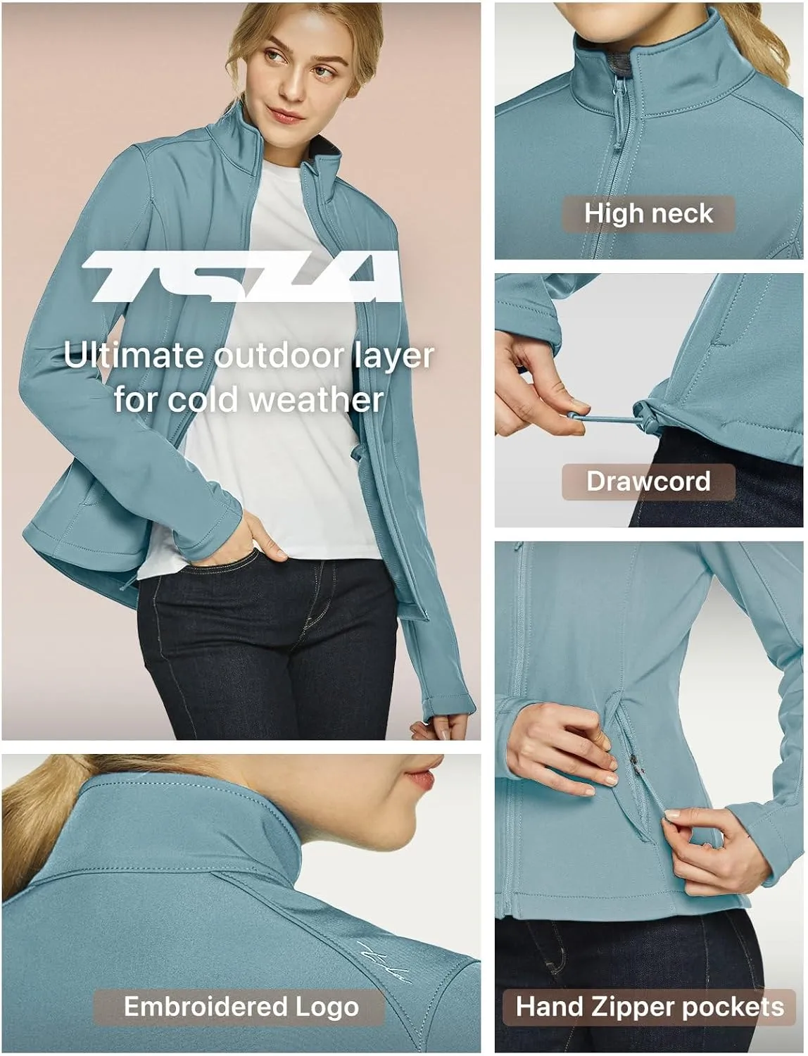 TSLA Women's Full-Zip Waterproof Softshell Jacket, Micro Fleece Jacket, Wind Proof Lightweight Jackets