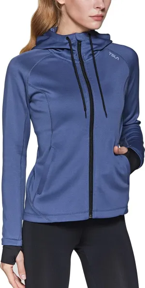 TSLA Women's Full Zip Workout Jackets, Long Sleeve Active Track Running Jacket, Lightweight Yoga Athletic Jacket