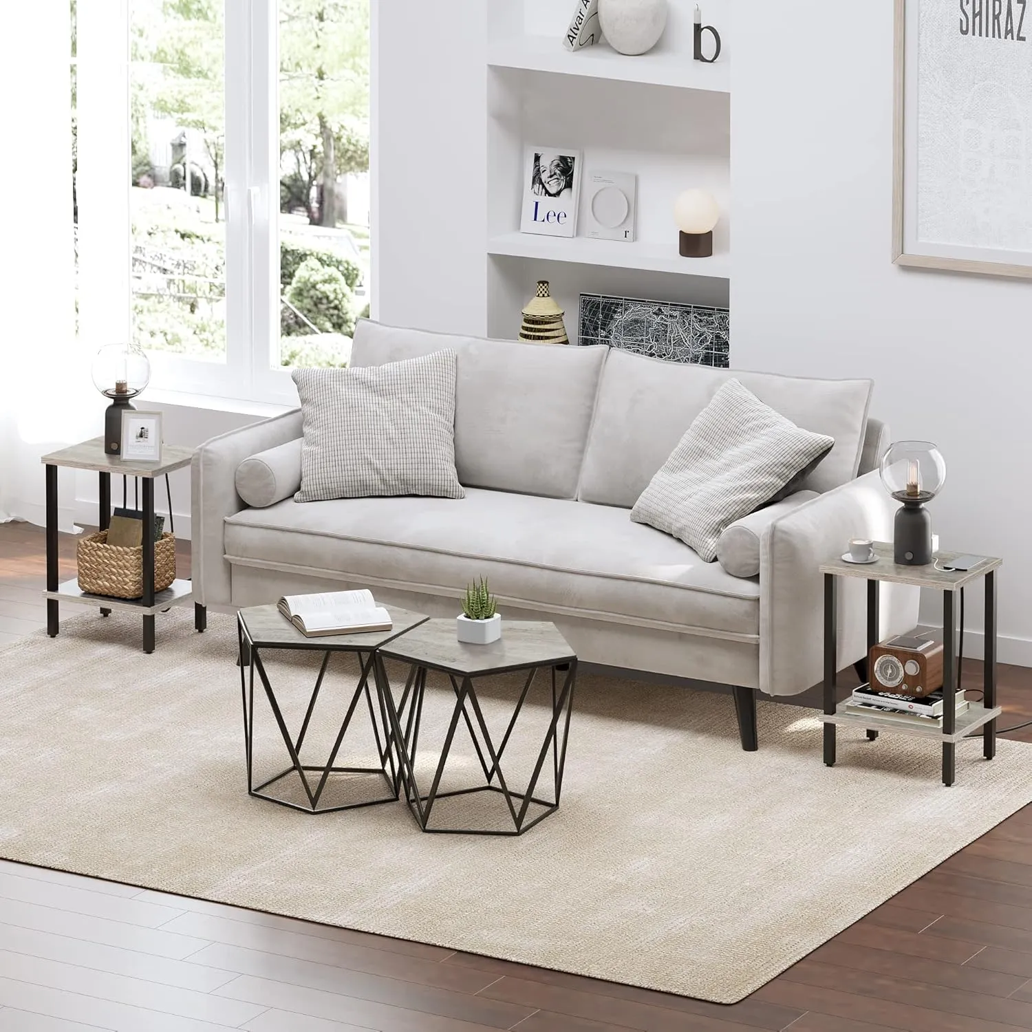 TUTOTAK End Table, Side Table, Nightstand, 2-Tier Storage Shelf, Sofa Side Table for Small Space, Living Room, Bed Room TB01BG034