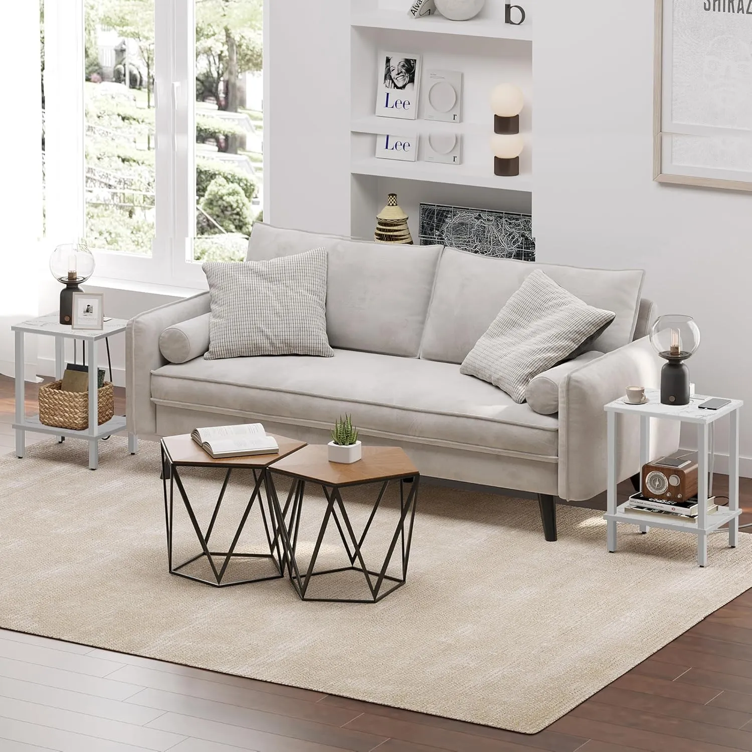 TUTOTAK End Table, Side Table, Nightstand, 2-Tier Storage Shelf, Sofa Side Table for Small Space, Living Room, Bed Room TB01BMW034