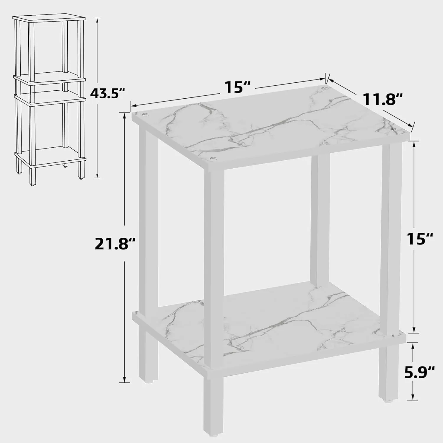 TUTOTAK End Table, Side Table, Nightstand, 2-Tier Storage Shelf, Sofa Side Table for Small Space, Living Room, Bed Room TB01BMW034