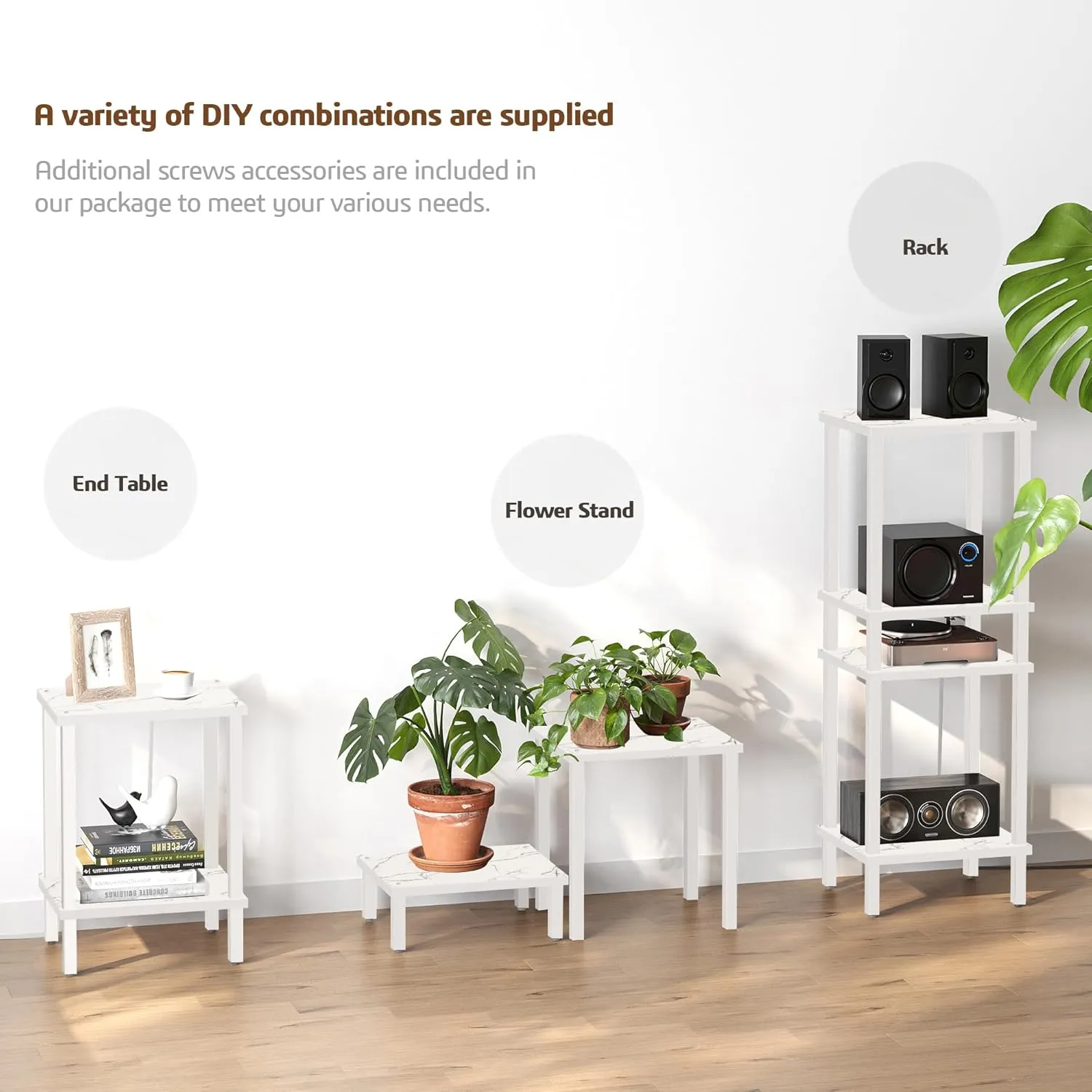 TUTOTAK End Table, Side Table, Nightstand, 2-Tier Storage Shelf, Sofa Side Table for Small Space, Living Room, Bed Room TB01BMW034