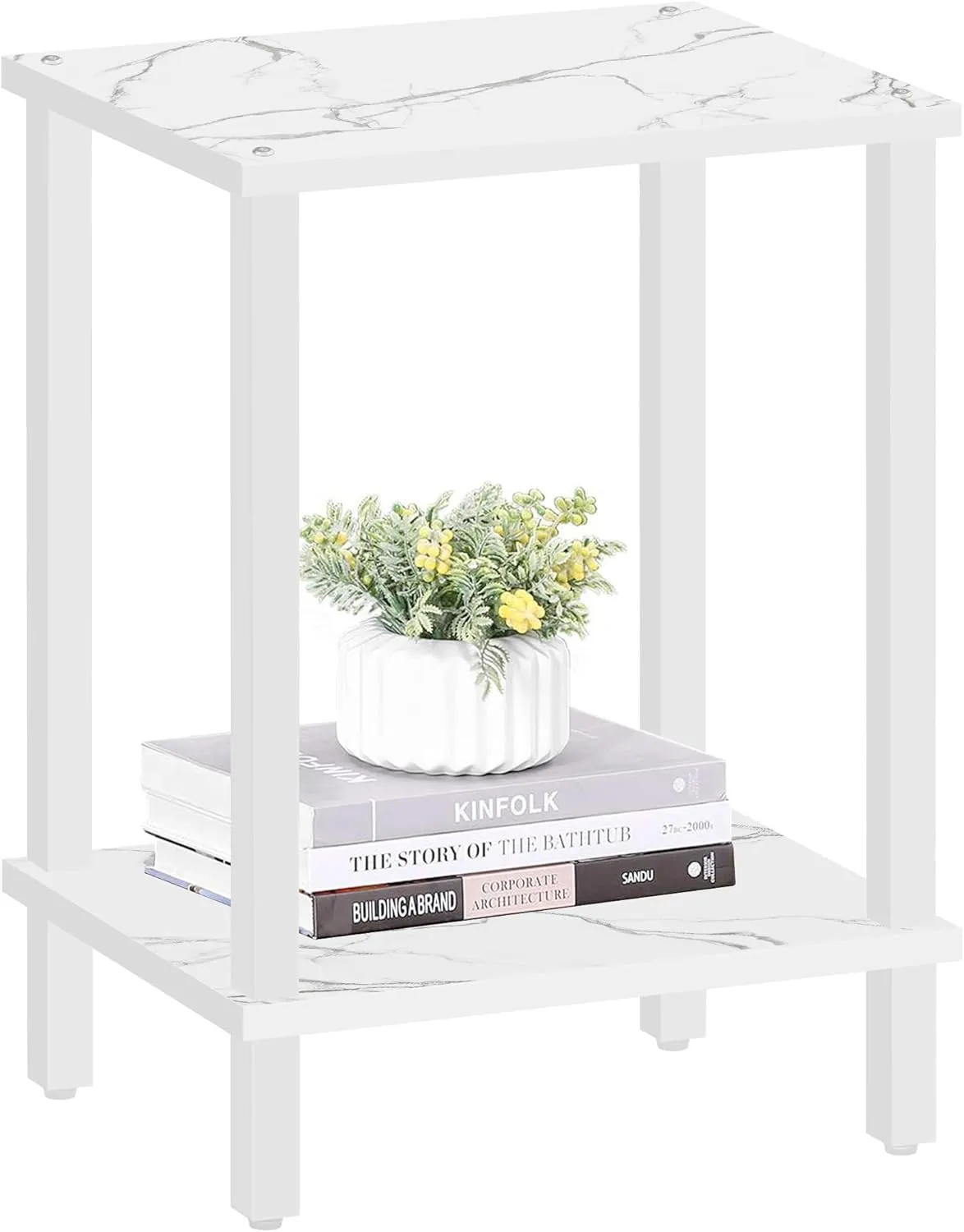 TUTOTAK End Table, Side Table, Nightstand, 2-Tier Storage Shelf, Sofa Side Table for Small Space, Living Room, Bed Room TB01BMW034