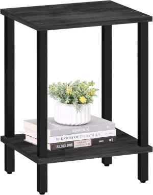 TUTOTAK End Table, Side Table, Nightstand, 2-Tier Storage Shelf, Sofa Table for Small Space, Living Room, Bed Room, Charcoal Grey TB01BY034
