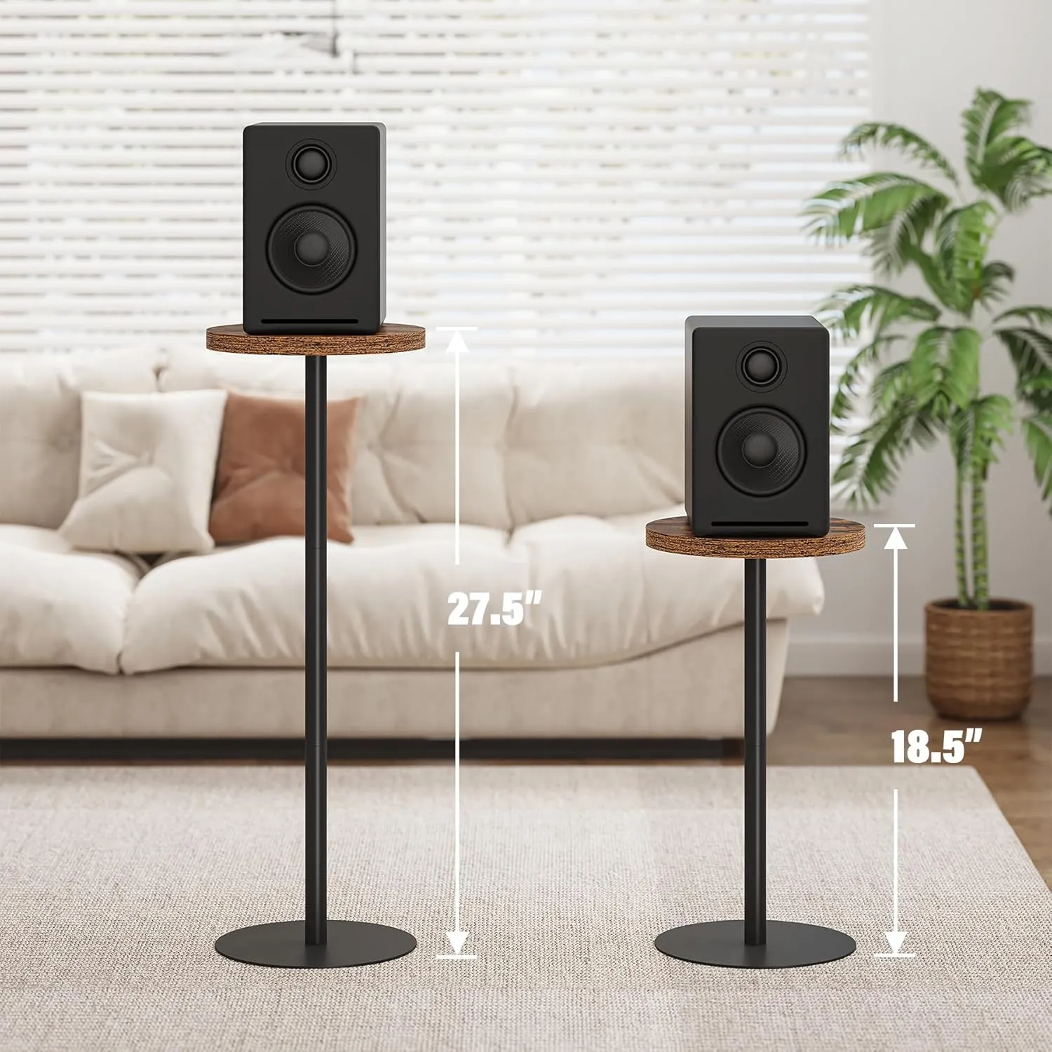 TUTOTAK Tall Round Side Table, Small End Table, Beside Table, Drink Table, Pedestal Side Table, livingroom, Brown TB01BB065