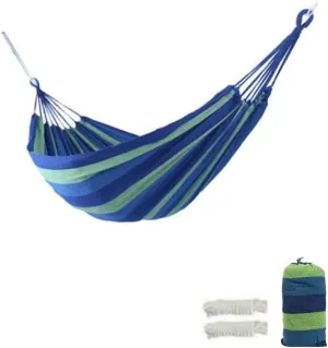 Two-Person Canvas Fabric Hammock with Travel Bag - Ideal for Outdoor and Indoor Use in Patios and Backyards