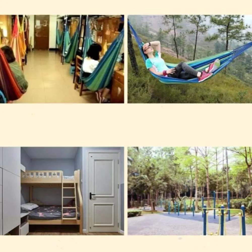 Two-Person Canvas Fabric Hammock with Travel Bag - Ideal for Outdoor and Indoor Use in Patios and Backyards
