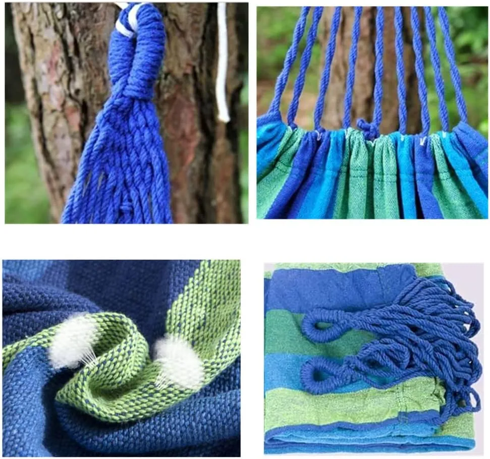 Two-Person Canvas Fabric Hammock with Travel Bag - Ideal for Outdoor and Indoor Use in Patios and Backyards