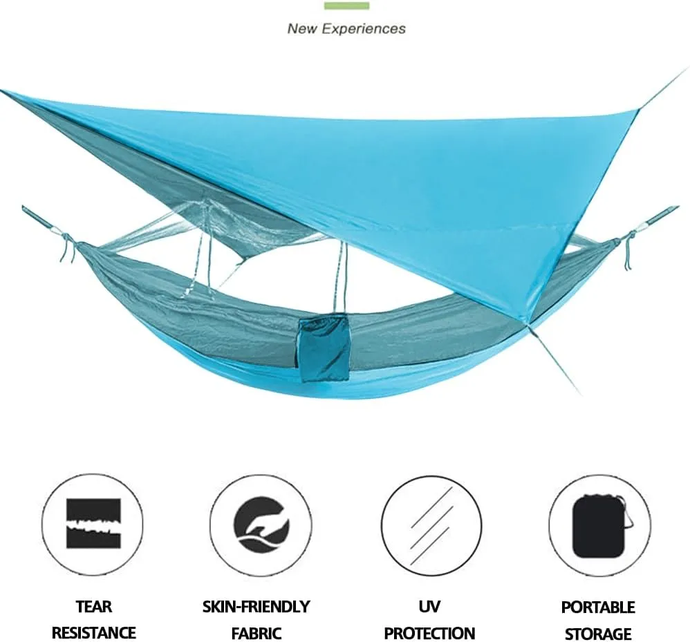 Two-Person Parachute Fabric Hammock with Canopy and Mosquito Net - Detachable, Rainproof, and Spacious