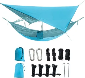 Two-Person Parachute Fabric Hammock with Canopy and Mosquito Net - Detachable, Rainproof, and Spacious