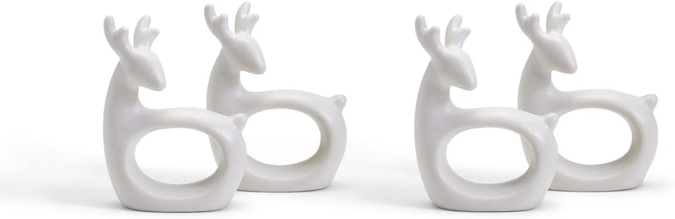 Two's Company Oh Deer! Set of 4 Reindeer Napkin Ring