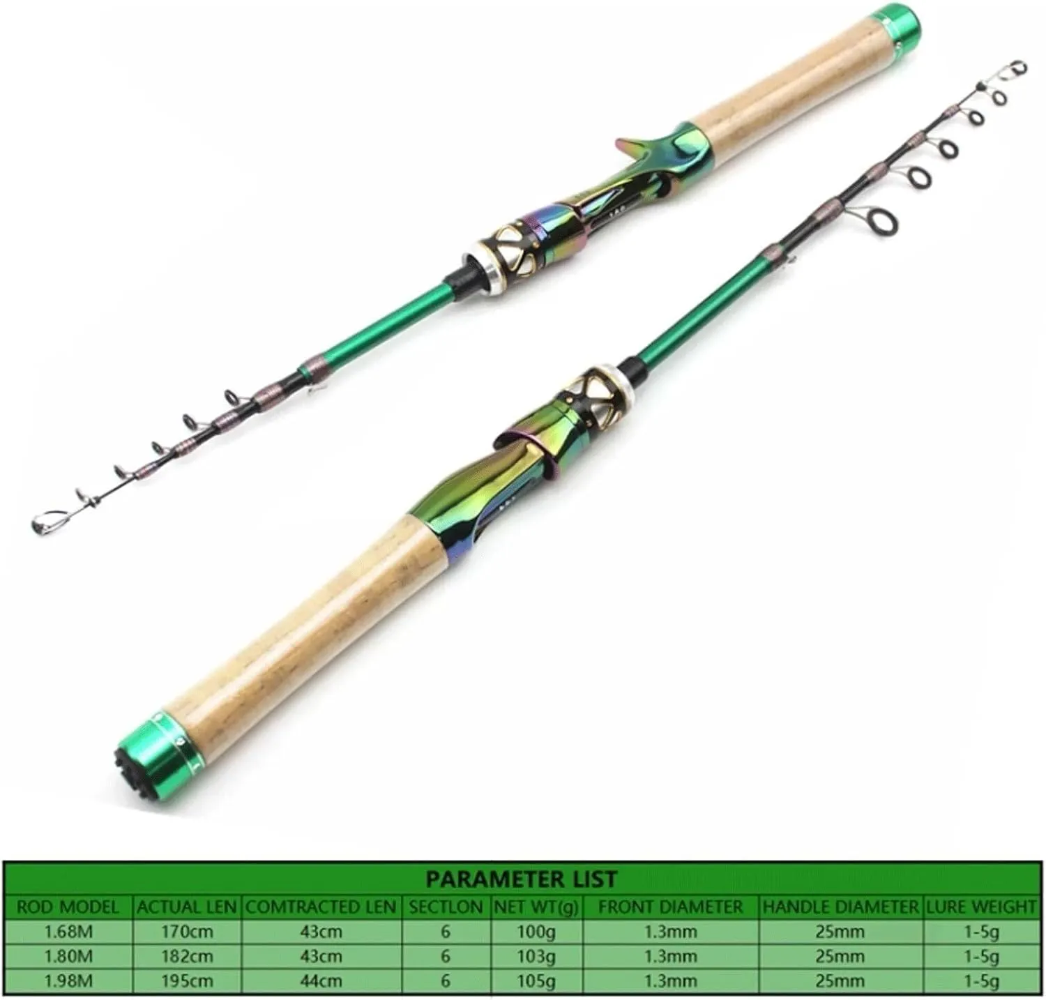 Ultra-Short Carbon Telescopic Spinning Fishing Rod, 1.68m, Portable & Lightweight, Electroplated Design, for Travel & Outdoor Adventures