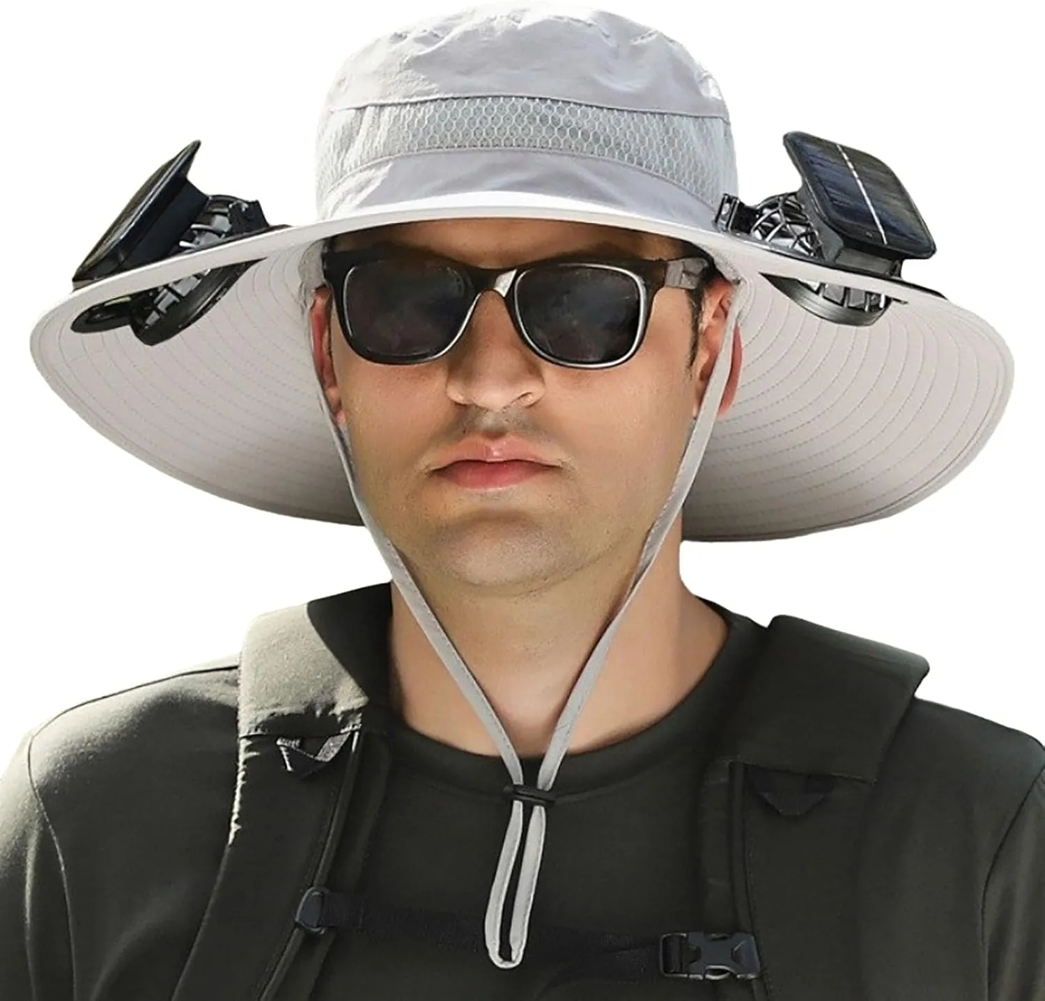 Ultralight Solar Fan Hat for Men&Women,Wide Brim Sun Hat with Dual Fans,USB and Solar Powered,UPF50  Cooling Hat for Outdoors