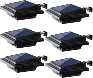 UniqueFire Solar Gutter & Fence Lights - 40 LED Outdoor Waterproof Security Lamps for Eaves, Garden & Walkway (6PCS Black, Warm Light)