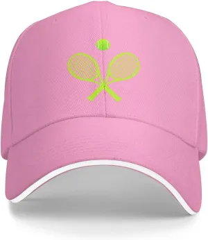 Unisex Love Tennis Baseball Cap Adjustable, Tennis Racket Ball Baseball Hat for Men Women