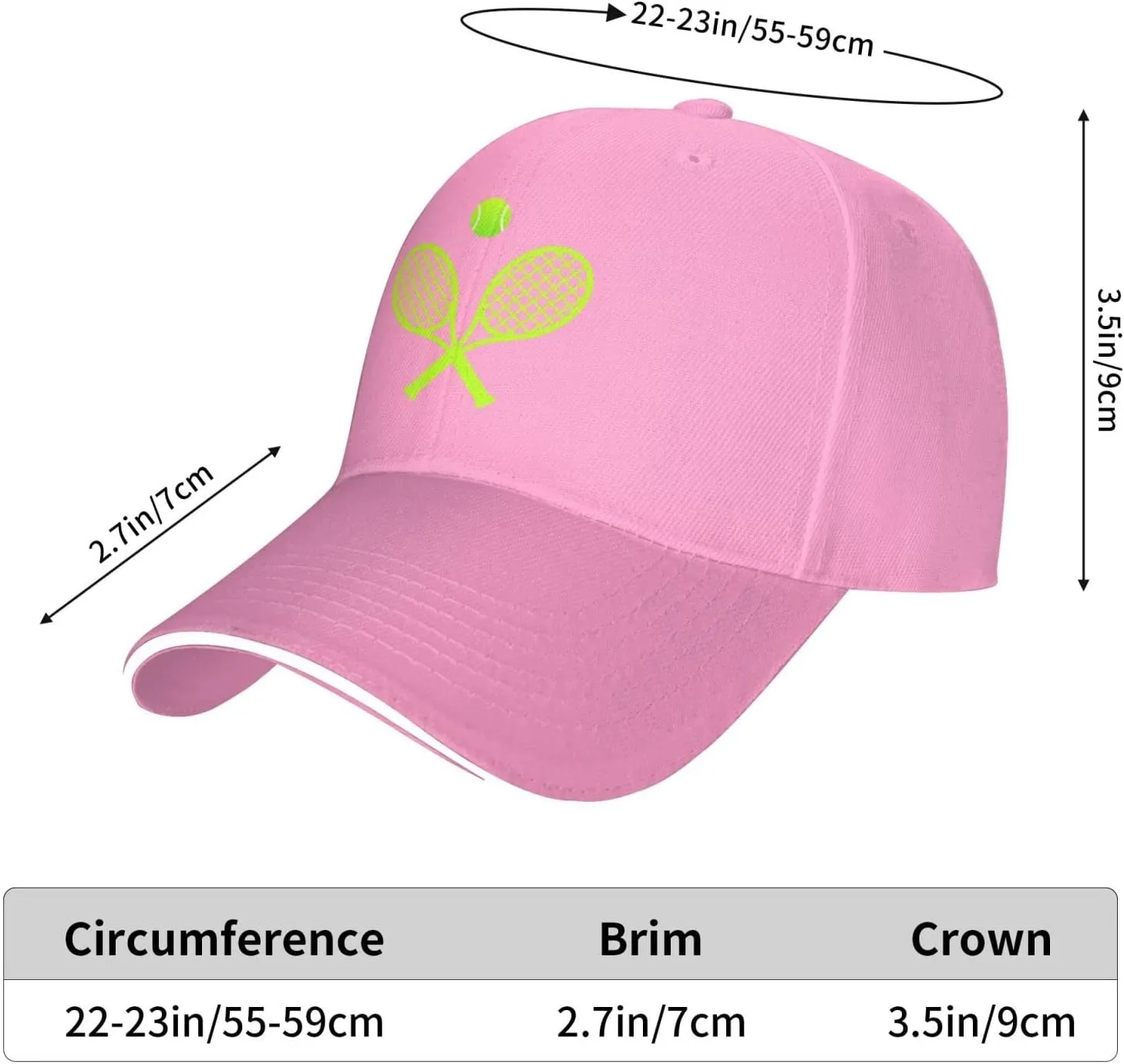 Unisex Love Tennis Baseball Cap Adjustable, Tennis Racket Ball Baseball Hat for Men Women