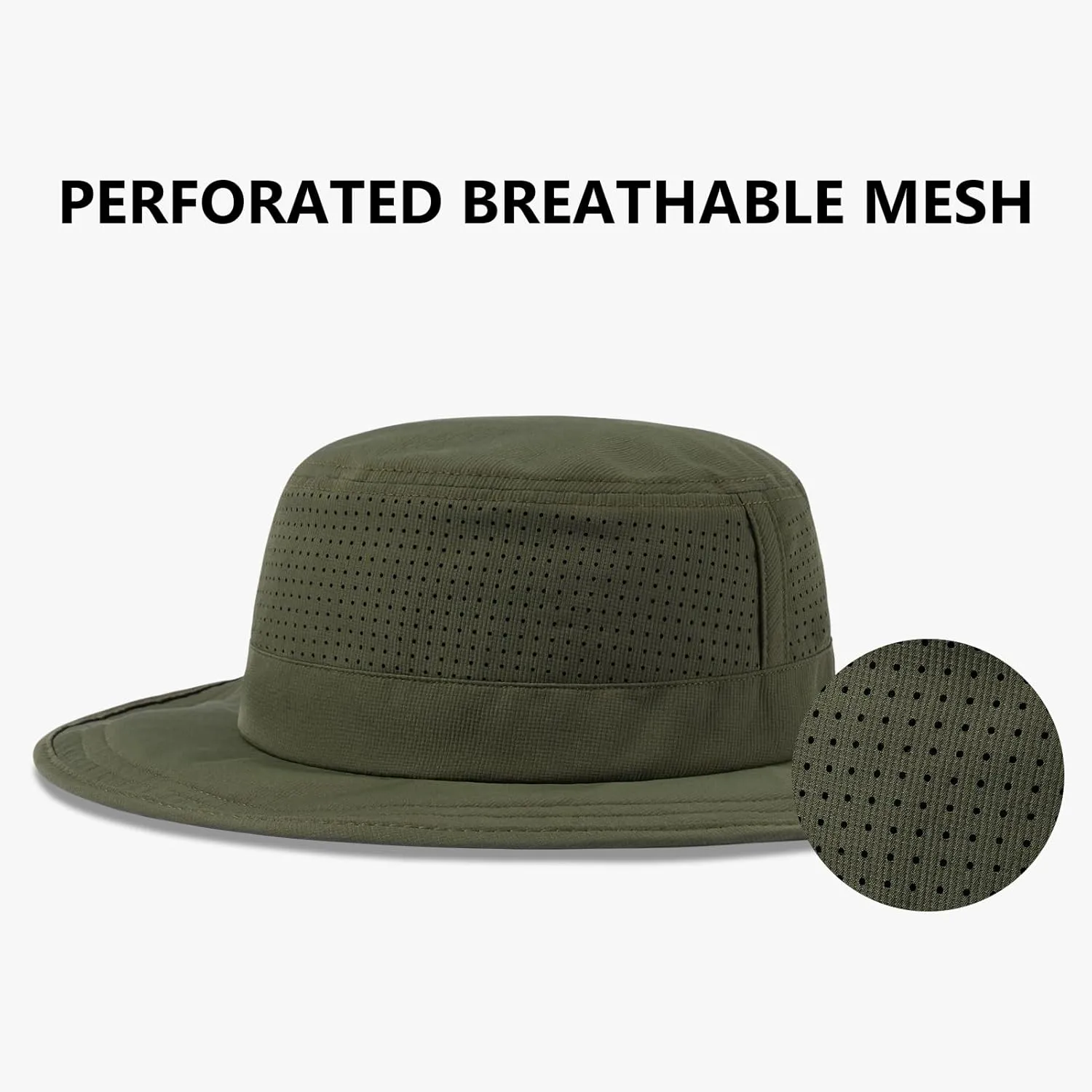 UPF 50  Bucket Sun Hat with Laser Perforated Mesh Cooling Adjustable Breathable Lightweight for Outdoor Men Women