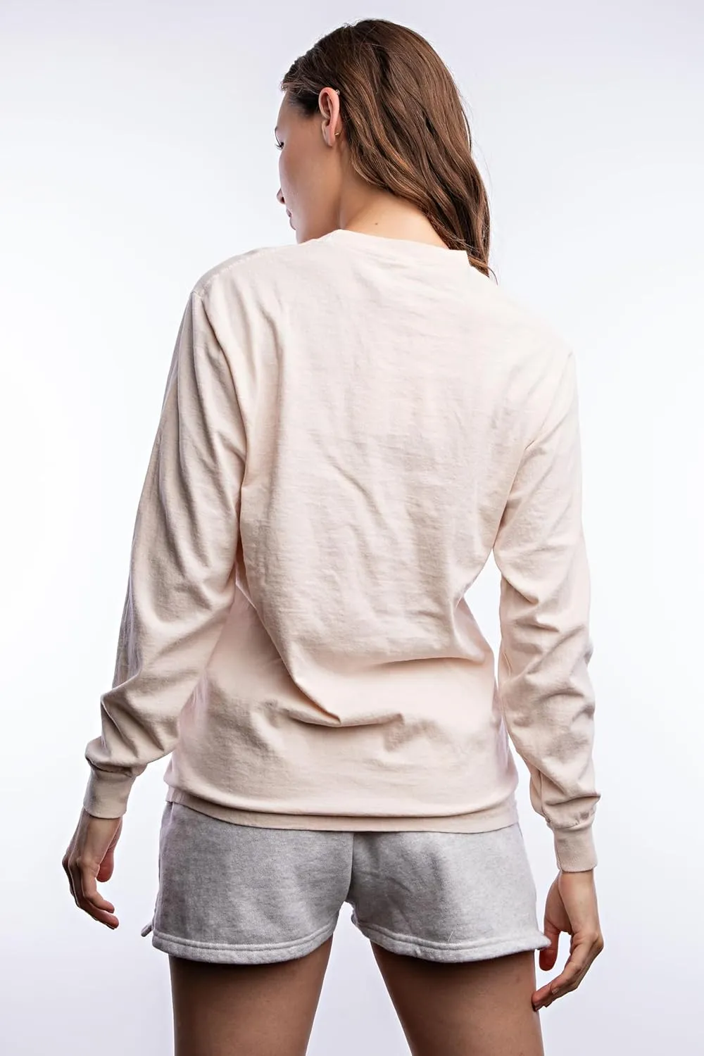 Urban Nation Women's Long Sleeve Cotton T-Shirt, Lightweight Crewneck Tee