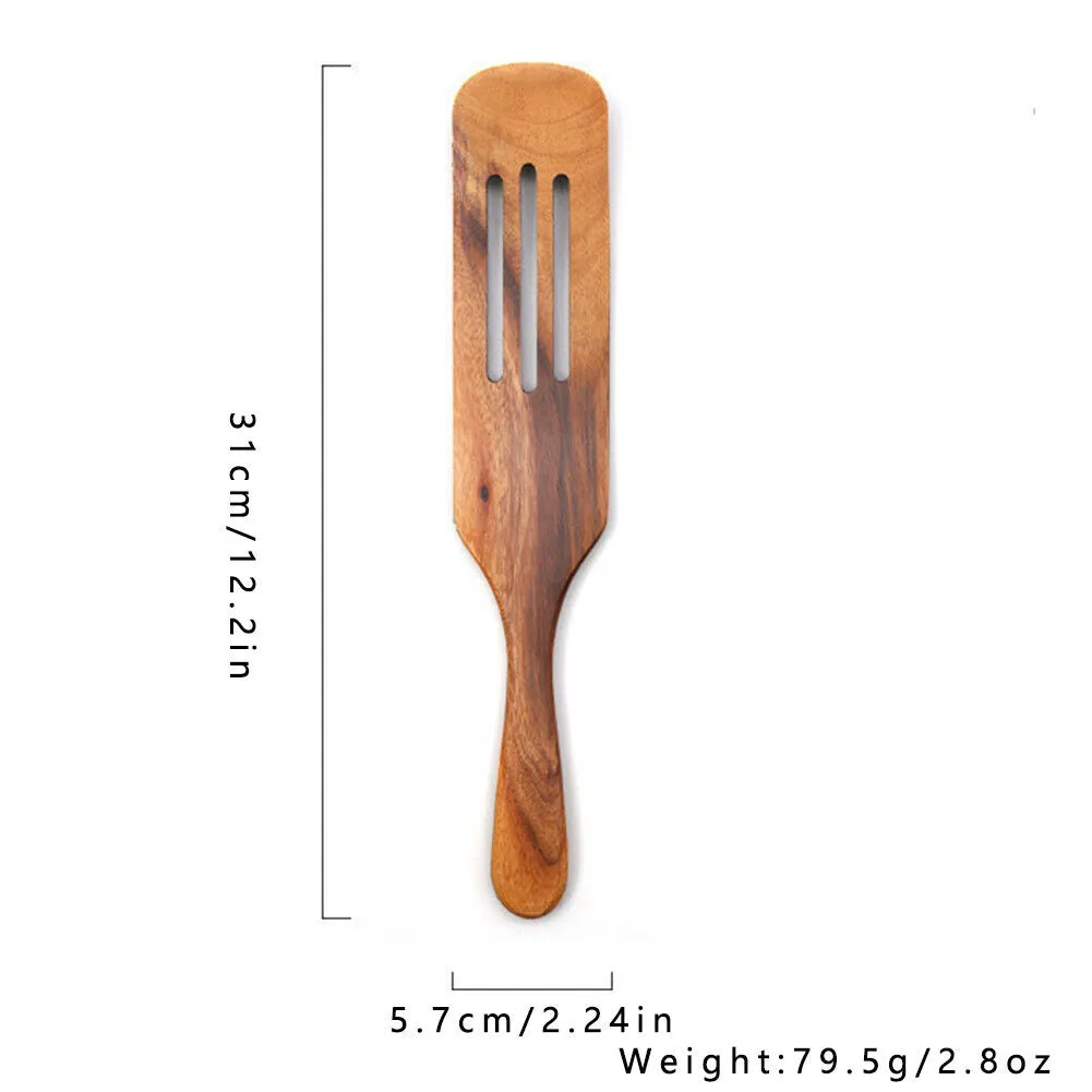 US 1-2 Set of 5 Pcs Nice-nook Spurtles Cook Kitchen Tool Wooden Non Stick Spoon