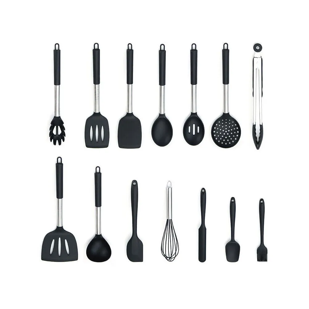 US 14 Pcs Set Silicone Cooking Utensils Kitchen Utensil Heat Resistant Nonstick