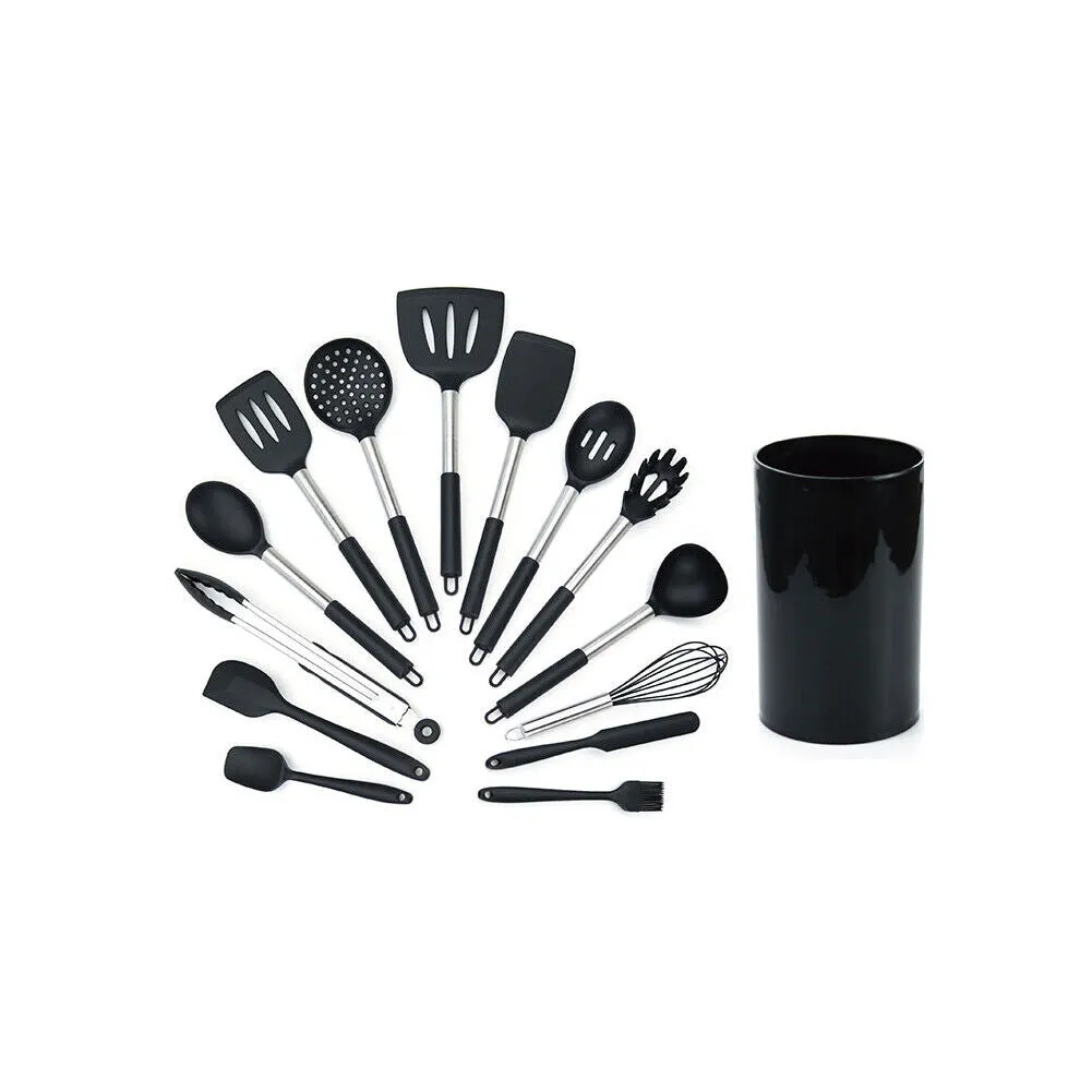 US 14 Pcs Set Silicone Cooking Utensils Kitchen Utensil Heat Resistant Nonstick