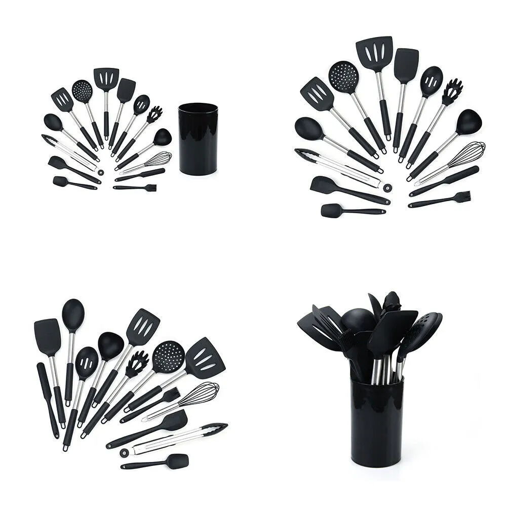 US 14 Pcs Set Silicone Cooking Utensils Kitchen Utensil Heat Resistant Nonstick