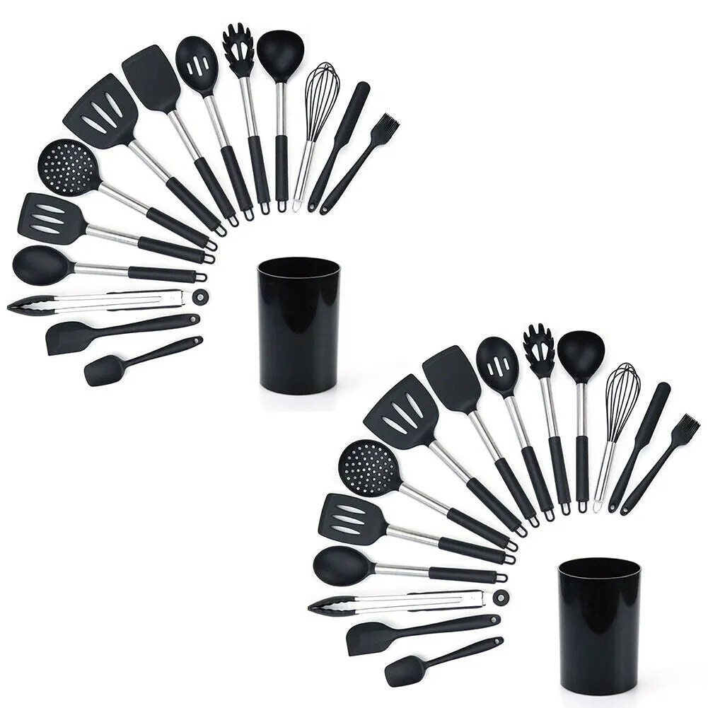 US 14 Pcs Set Silicone Cooking Utensils Kitchen Utensil Heat Resistant Nonstick