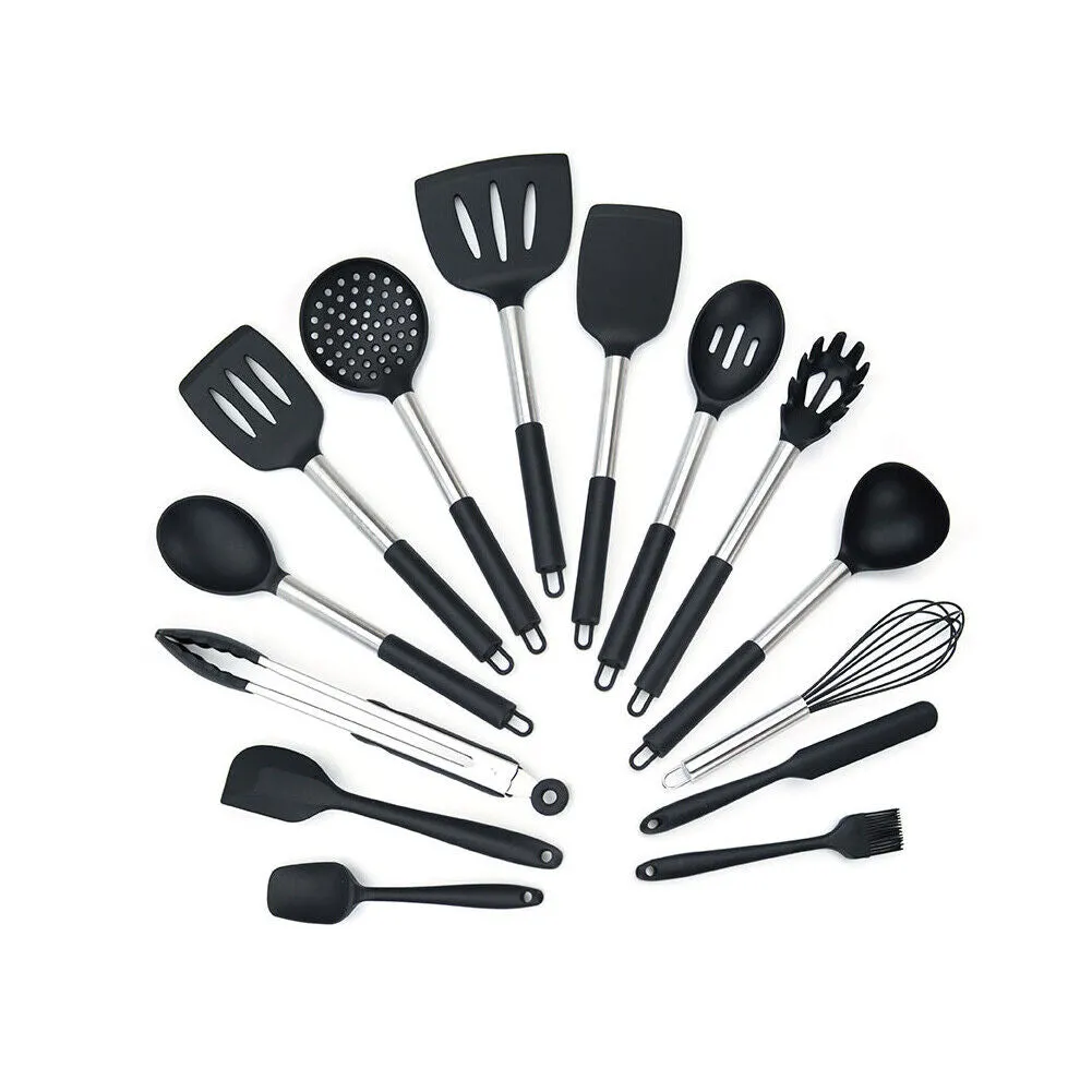 US 14 Pcs Set Silicone Cooking Utensils Kitchen Utensil Heat Resistant Nonstick