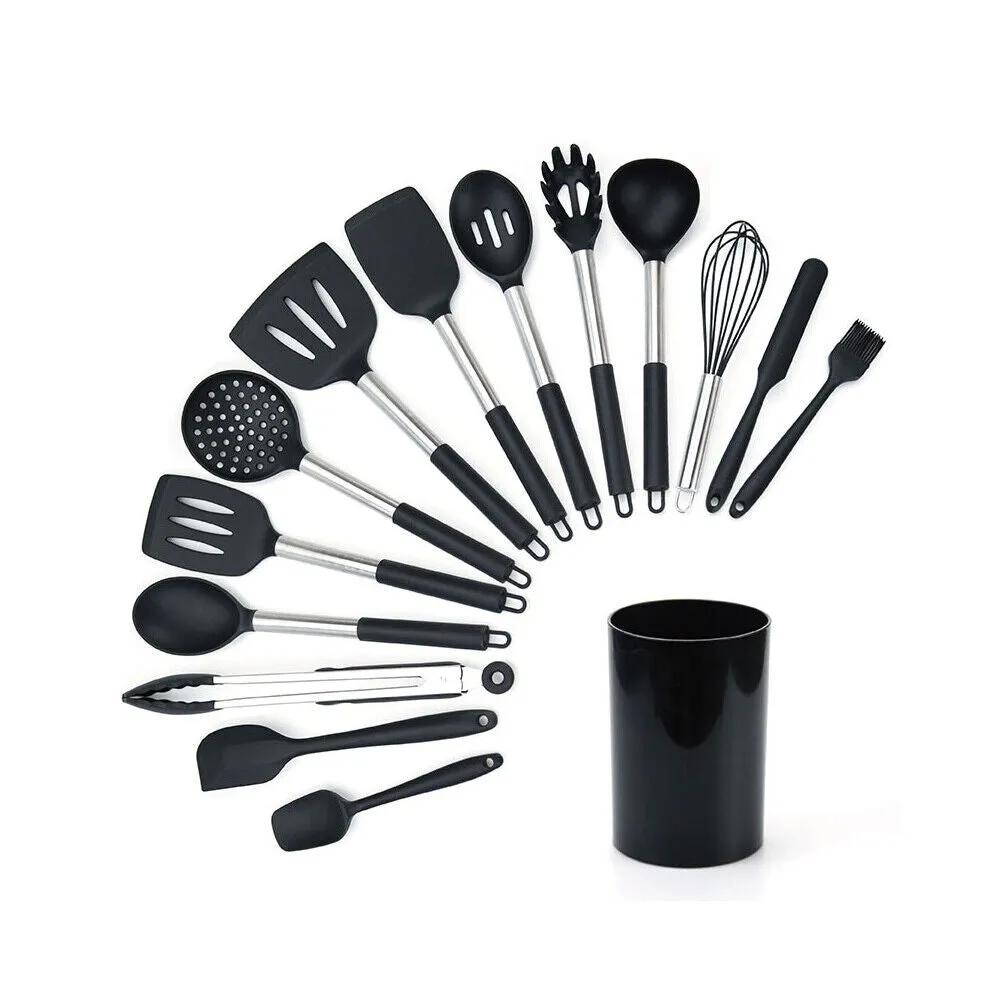 US 14 Pcs Set Silicone Cooking Utensils Kitchen Utensil Heat Resistant Nonstick